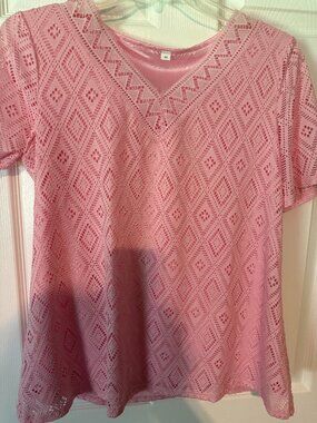 Pretty Pink Lace Blouse size Medium